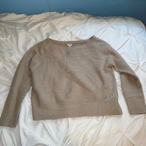 Garage scoop neck tan sweater, size small